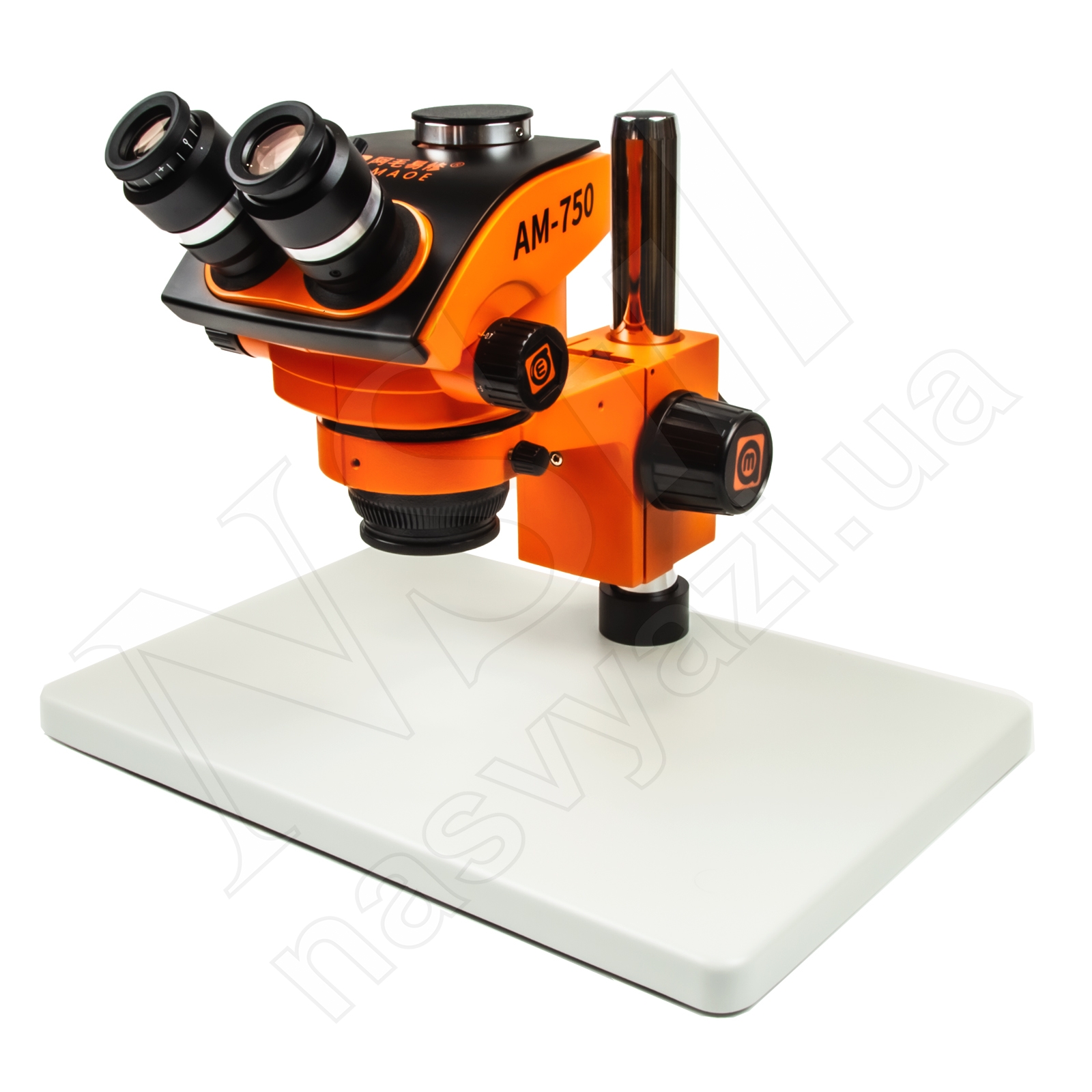 Микроскоп AMAOE AM-750 тринокулярный с подставкой (увеличение 7x-50x) оранжевый