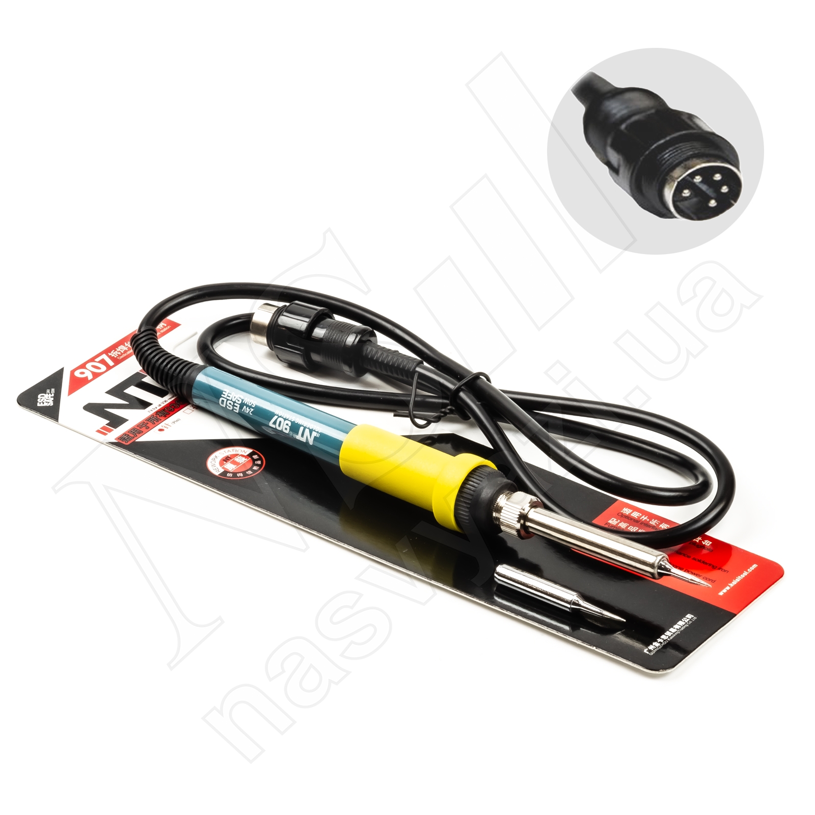 Паяльник к станции NT 907 разъем "папа" желто-синий (2 жала в комплекте)