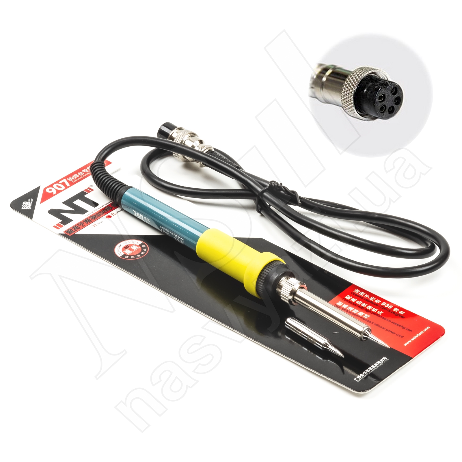 Паяльник к станции NT 907 разъем "мама" желто-синий (2 жала в комплекте)