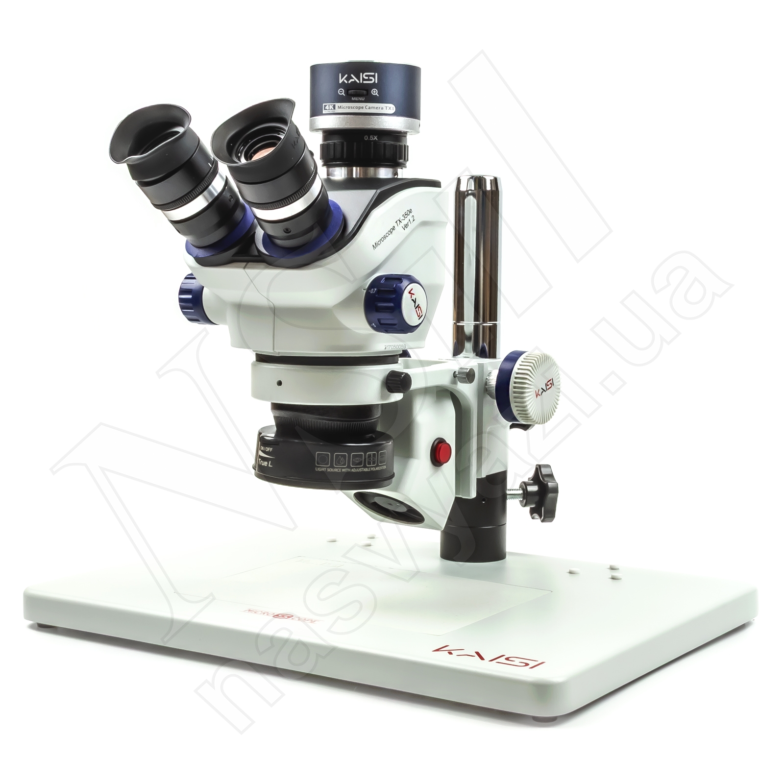 Микроскоп KAISI TX-350E 1.3V тринокулярный (увеличение 7x-50x/CTV 0.4X) белый