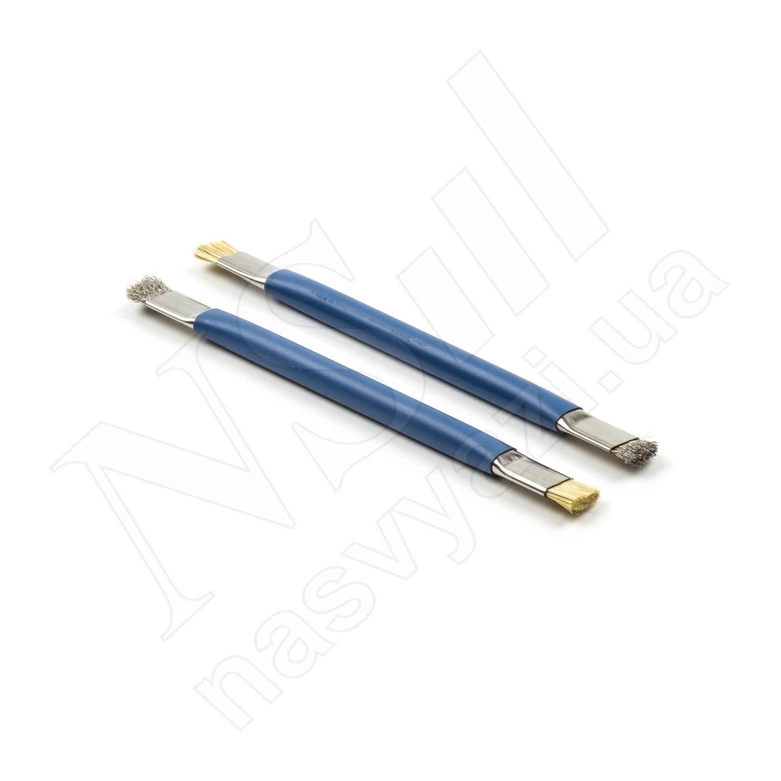 Кисть KAISI для чистки плат двусторонняя (металлический/натуральный ворс) (14 см) синяя