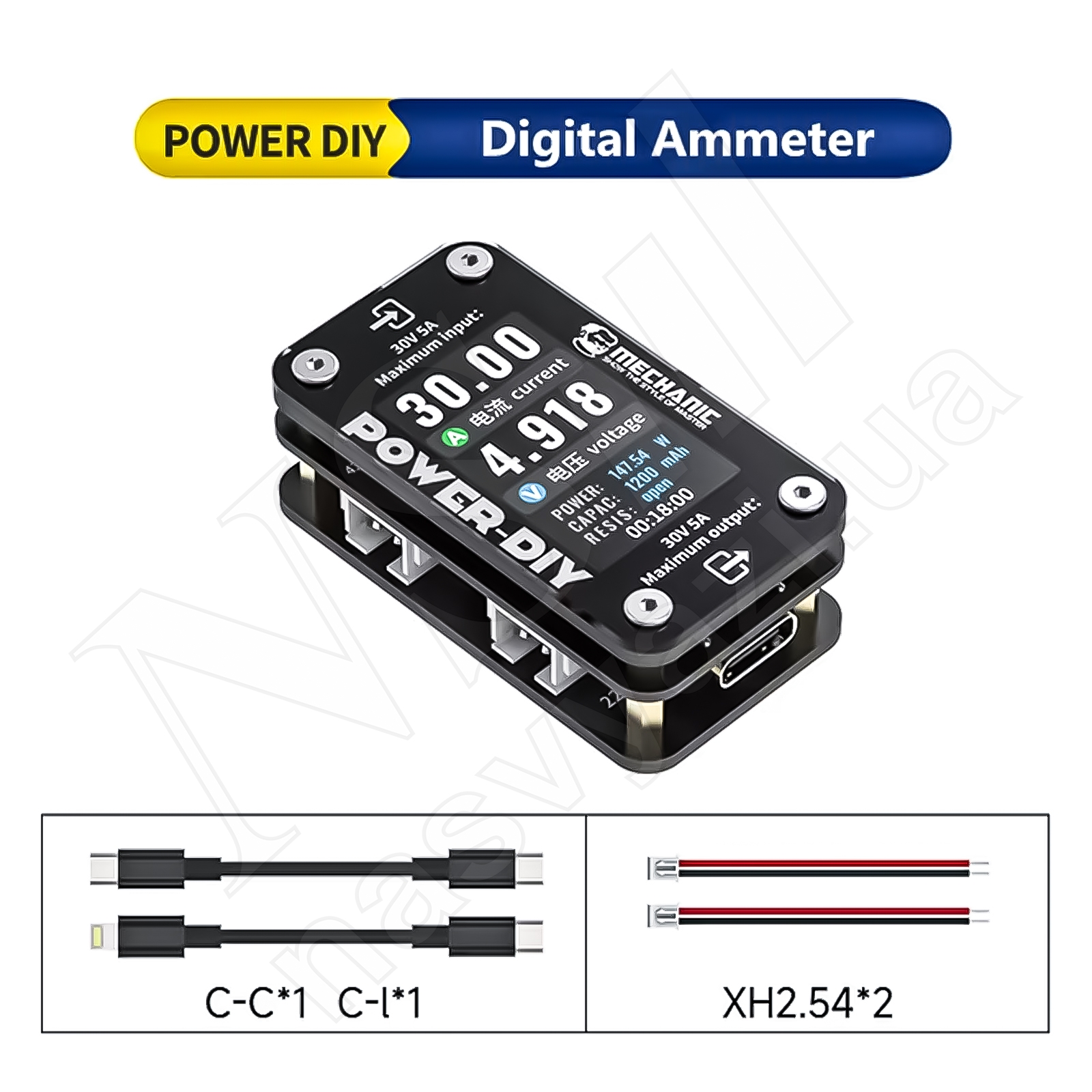 Тестер напряжения и тока USB-зарядки MECHANIC POWER-DIY (0V-30V, 0-5 A)