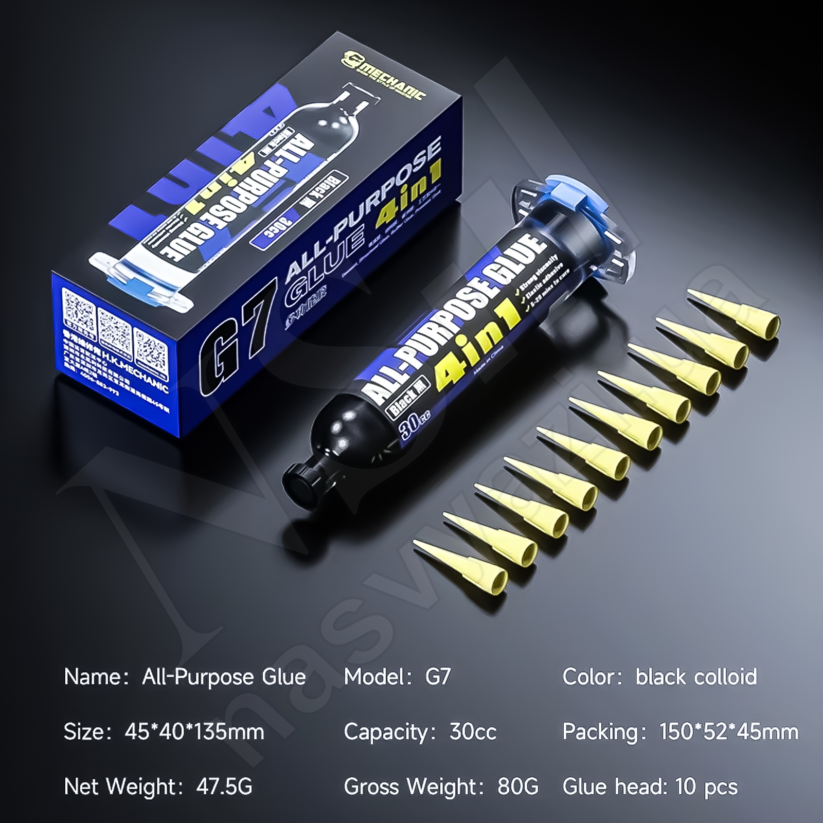 Клей-герметик MECHANIC G7 полиуретановый, для корпусной рамки, в шприце (черный) (30 мл)