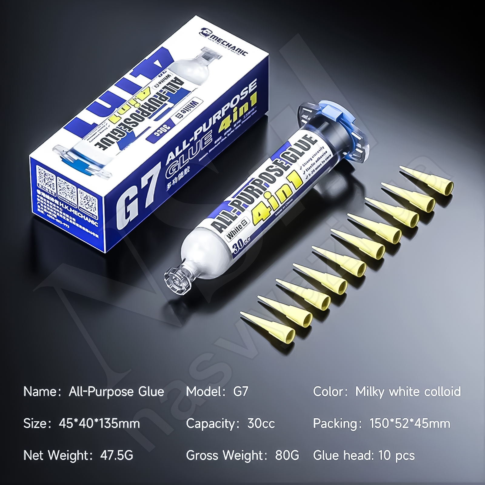 Клей-герметик MECHANIC G7 полиуретановый, для корпусной рамки, в шприце (белый) (30 мл)