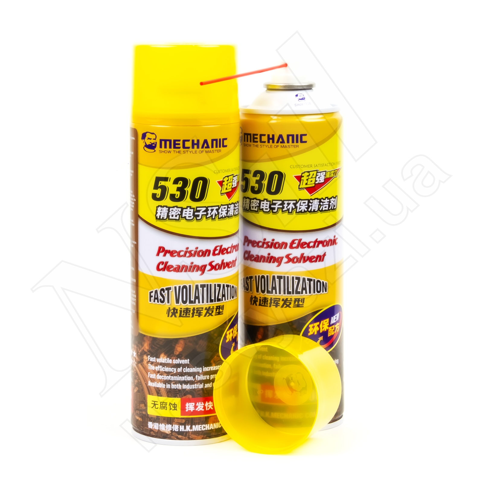 Спрей для очистки плат MECHANIC 530 (H1) (600 мл) жёлтый