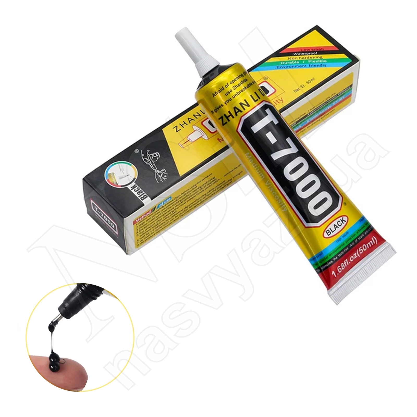 Клей ZHANLIDA T-7000 силиконовый, в тюбике с дозатором (черный) (50 мл)