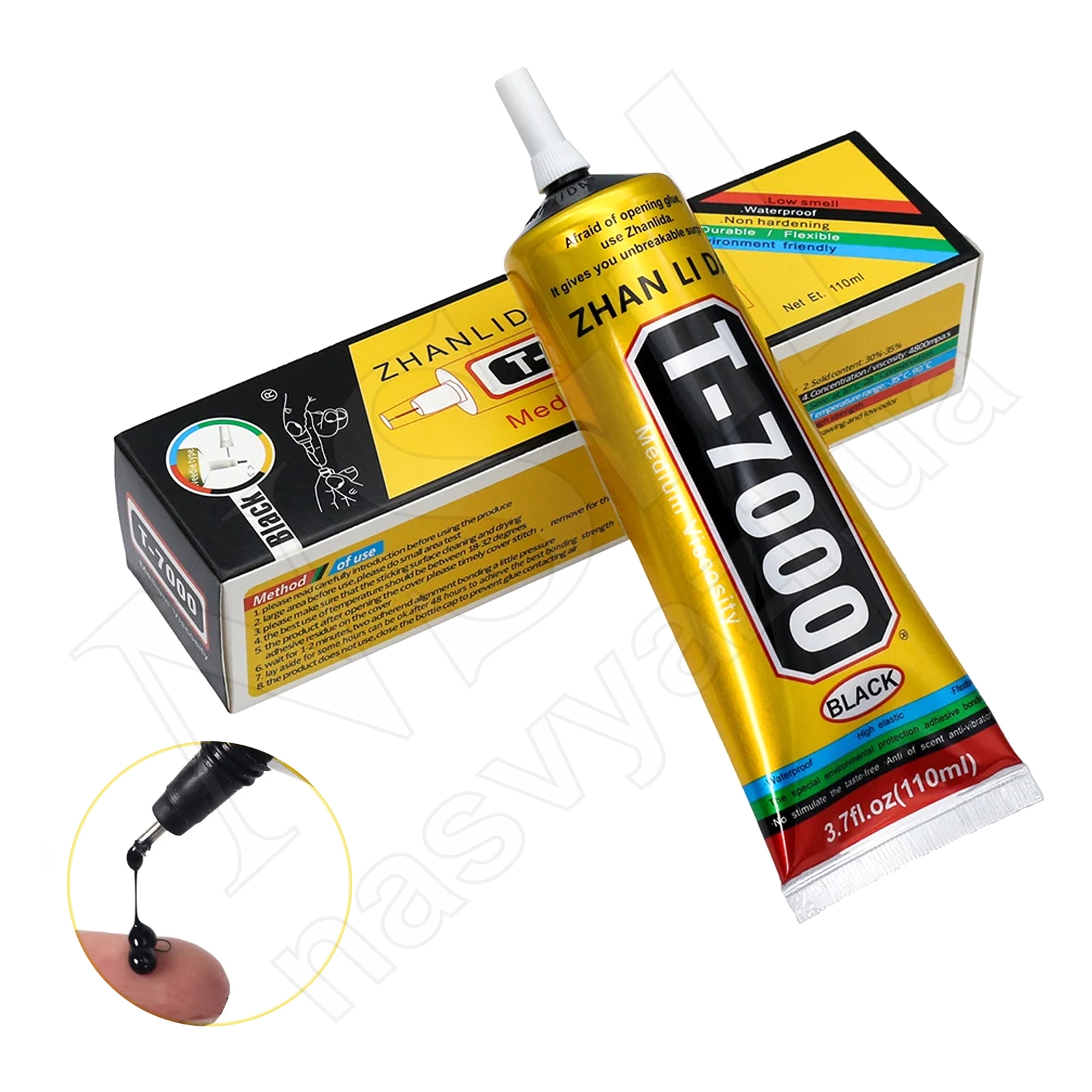 Клей ZHANLIDA T-7000 силиконовый, в тюбике с дозатором (черный) (110 мл)