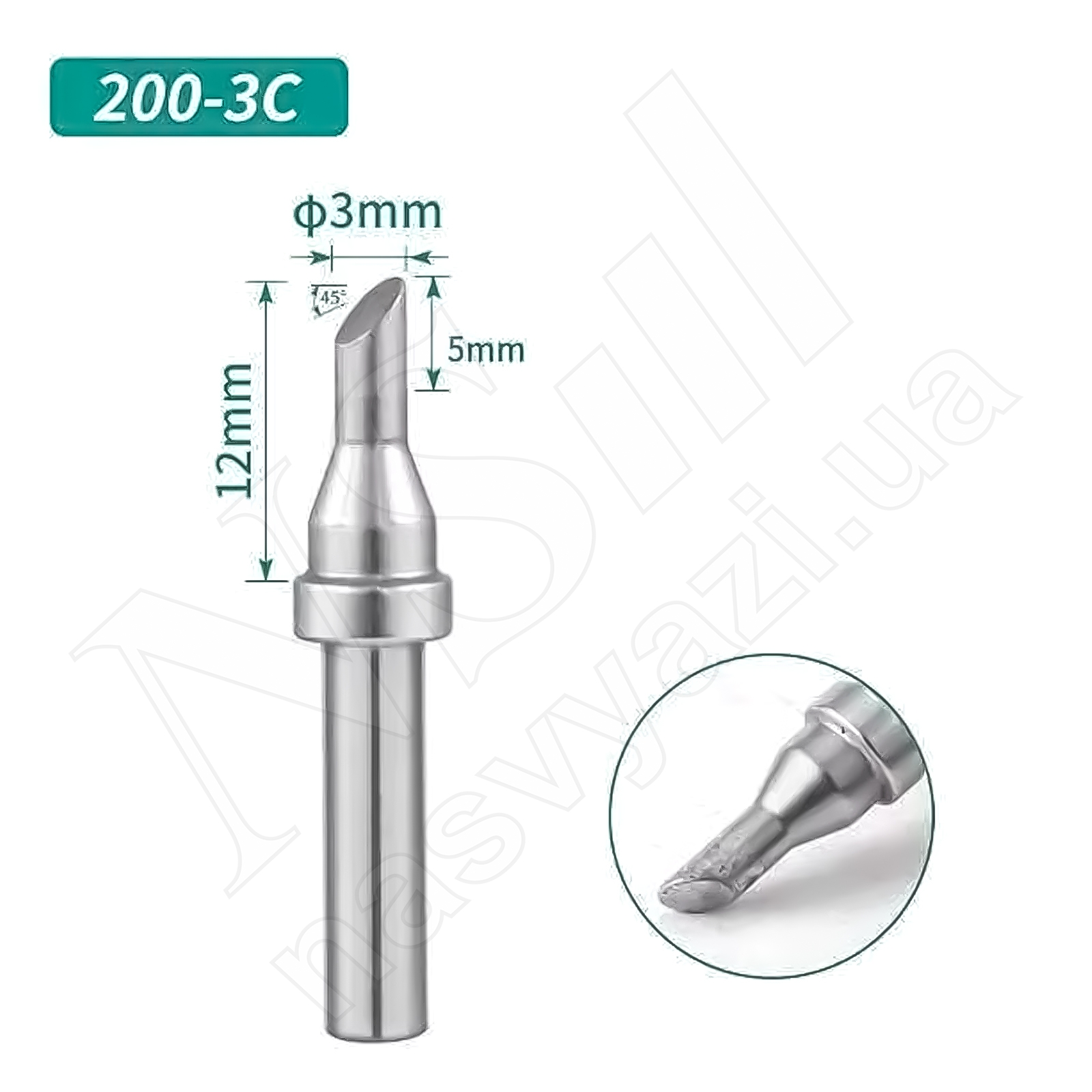 Жало паяльника QUICK 203H-3C для индукционной станции (односторонний срез)
