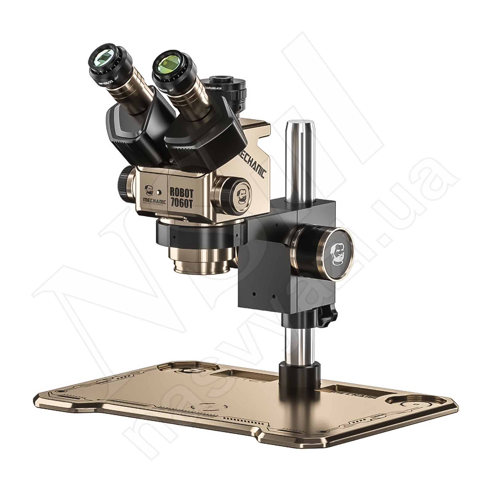 Микроскоп MECHANIC ROBOT7060T-TG тринокулярный (увеличение 7x-60x/подсветка L72) золотистый