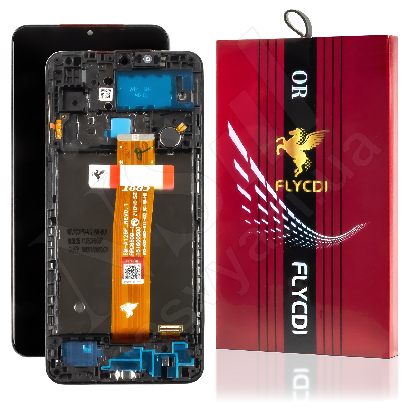 Дисплей SAMSUNG A125 Galaxy A12 (2020) (FHD) FLYCDI с черным тачскрином и рамкой