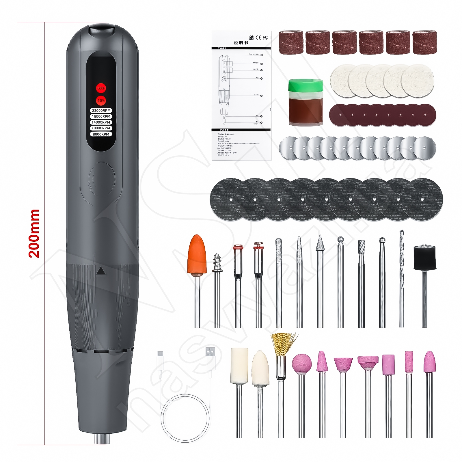 Бормашина (гравер) KAISI EG160 (насадки для шлифования/полировки 23000 об/мин)