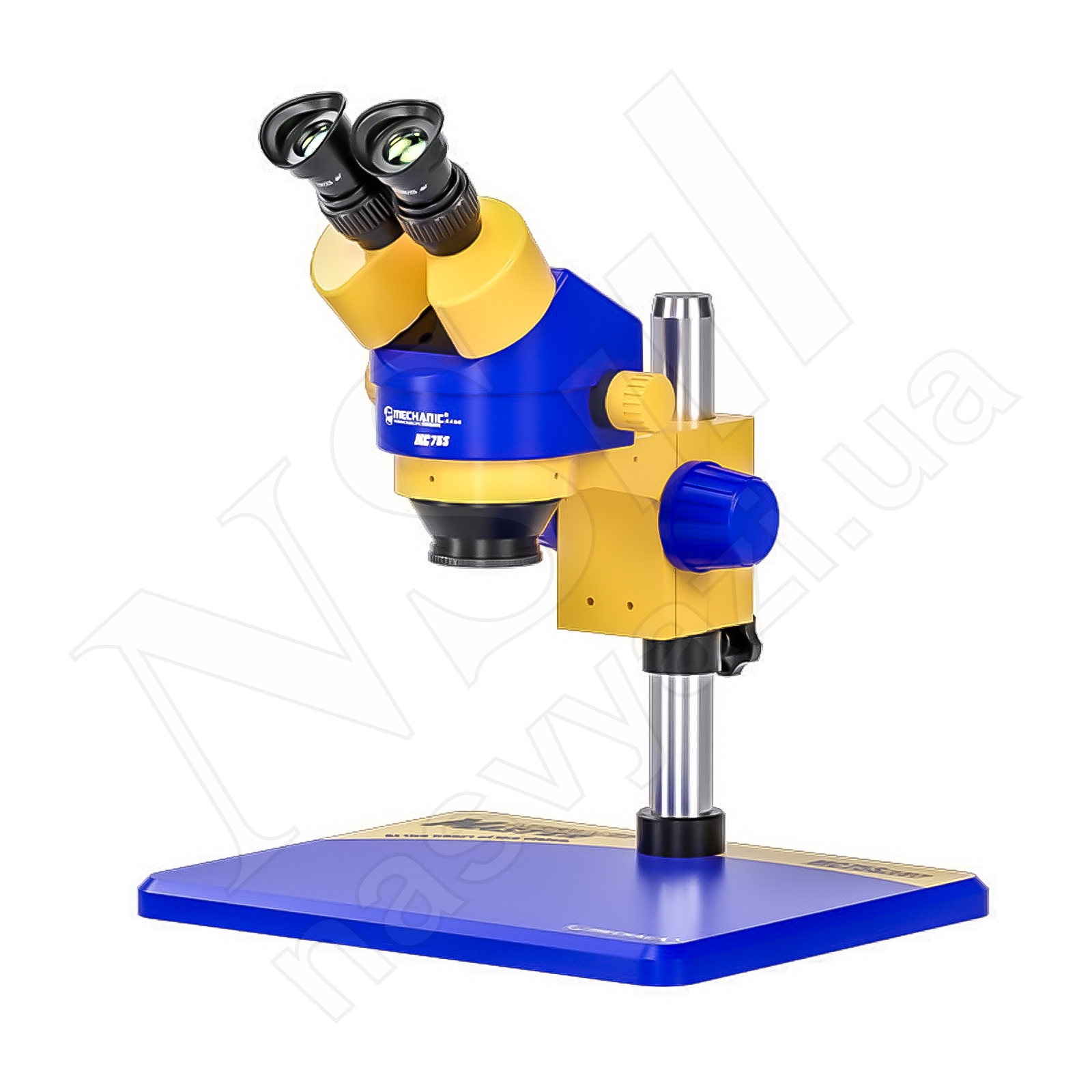 Микроскоп MECHANIC MC75S-B11 бинокулярный (увеличение 7x-45x/WF10X/25/подсветка LS3) желто-синий