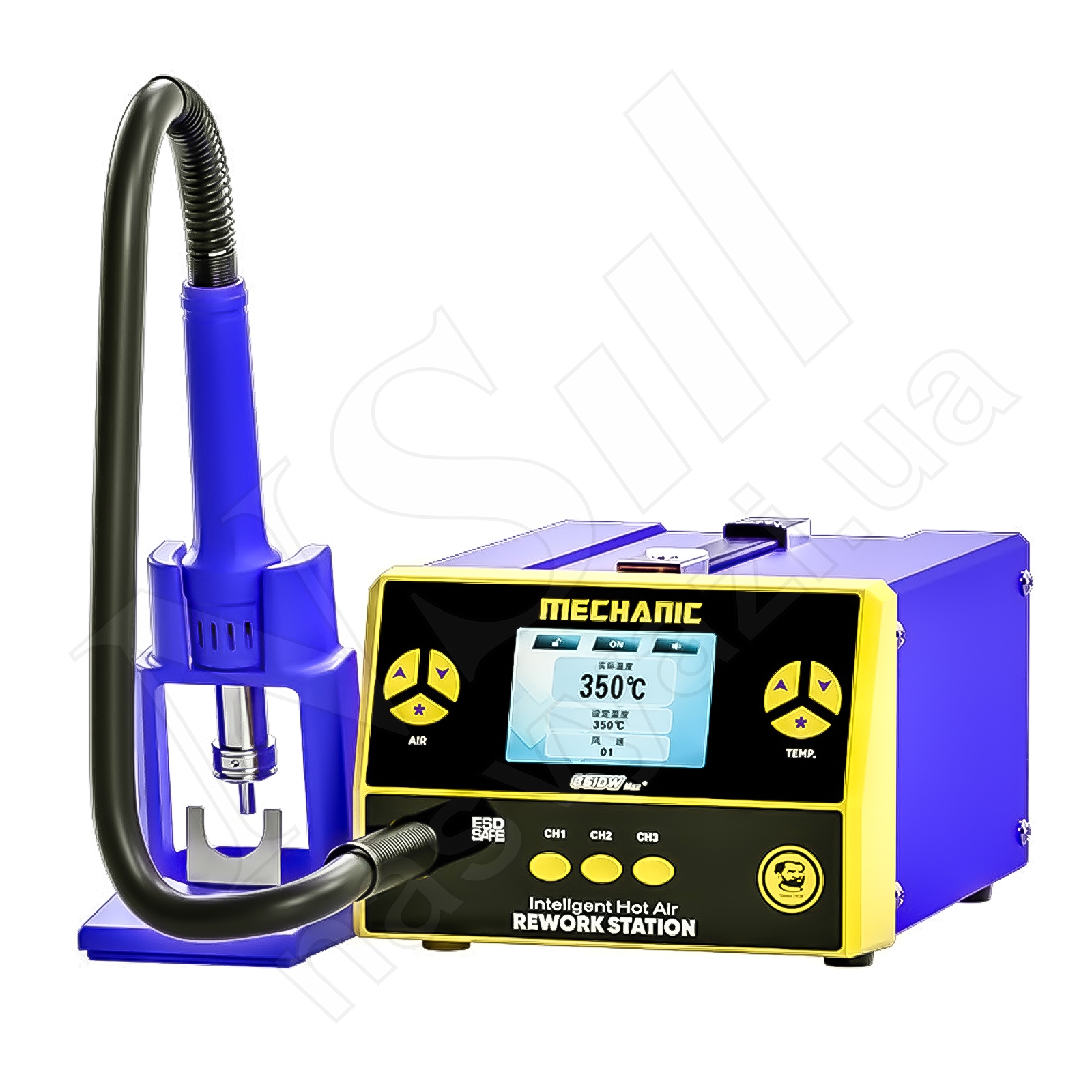 Паяльная станция MECHANIC 861DW MAX+ (1000W) турбинная (только фен 100–500°С, 3 канала памяти)