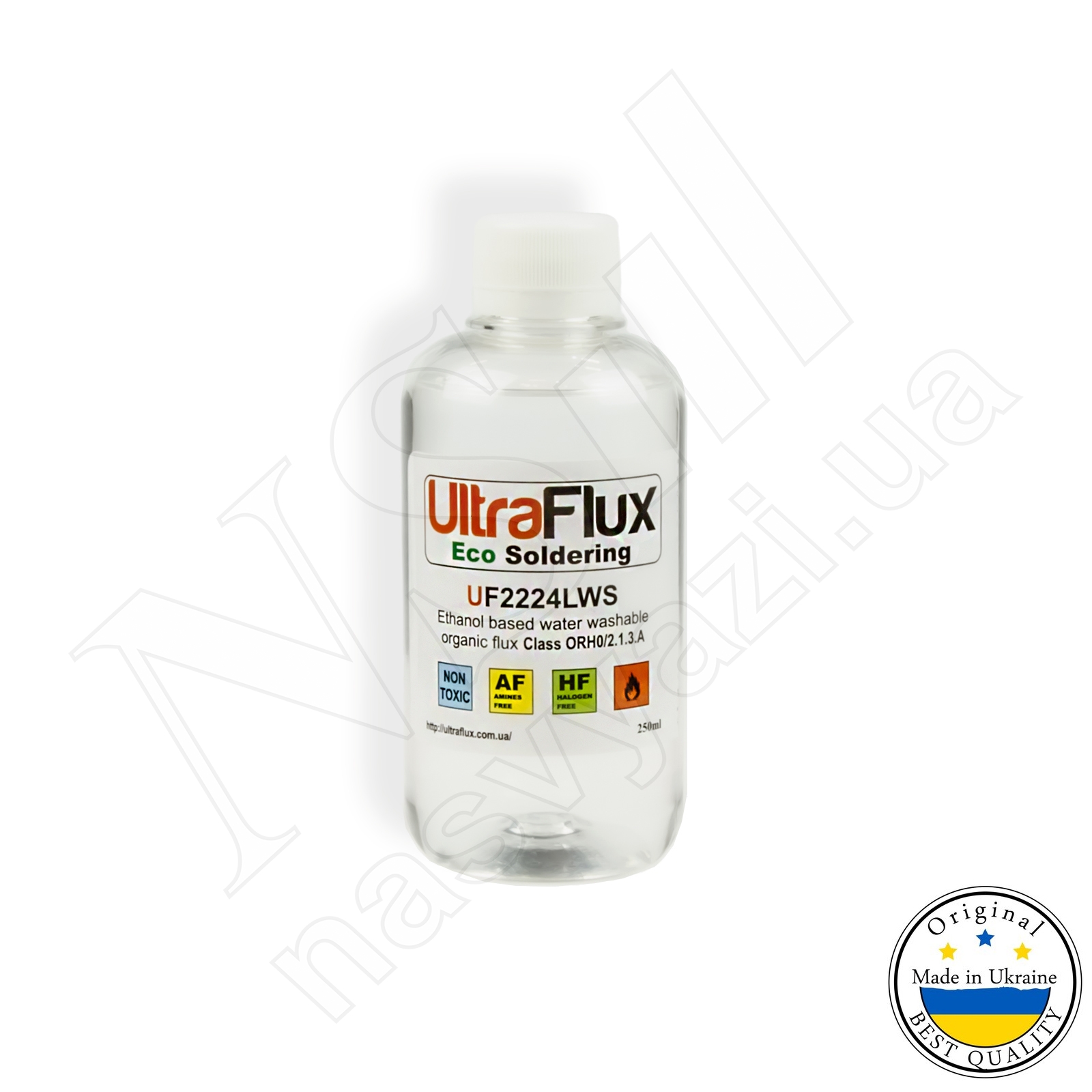 Жидкий флюс UF2224LWS высокой активности, на этиловом спирте, органический водосмывающийся (250 мл)