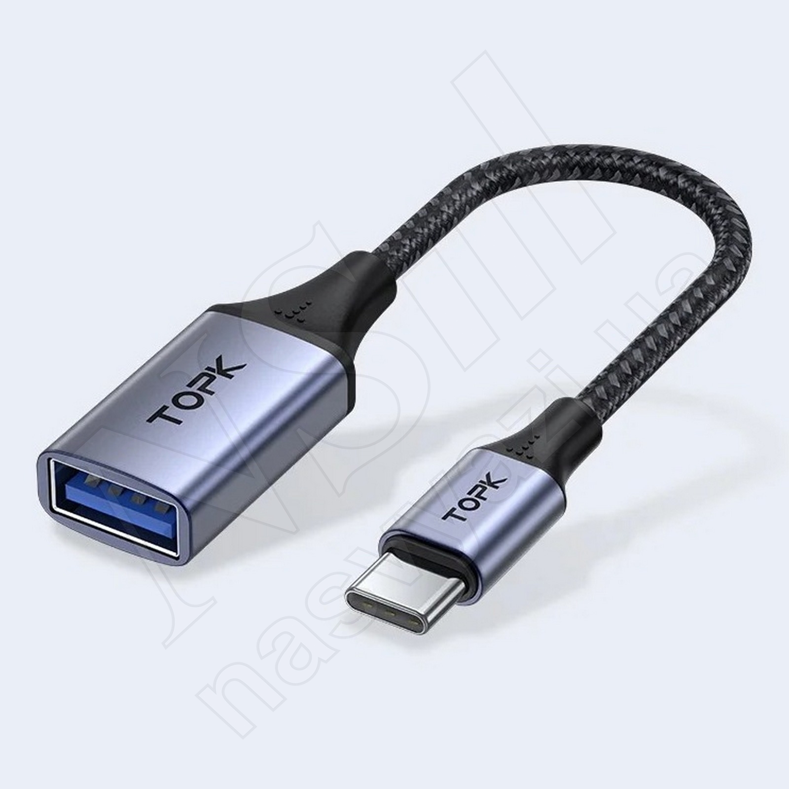 Адаптер кабель USB(m) - Type-C(f) TOPK A10XT0303 серый